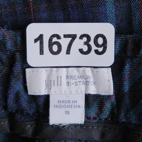 J Jill Pants Womens 16 Blue Tartan Plaid Premium Bi Stretch Straight Leg Classic - Picture 10 of 12